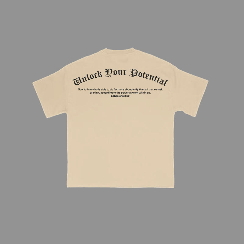 100% Cotton Unlock Your Potential Ephesians 3:20 Print T-shirt - Apricot - 2XL - image 4