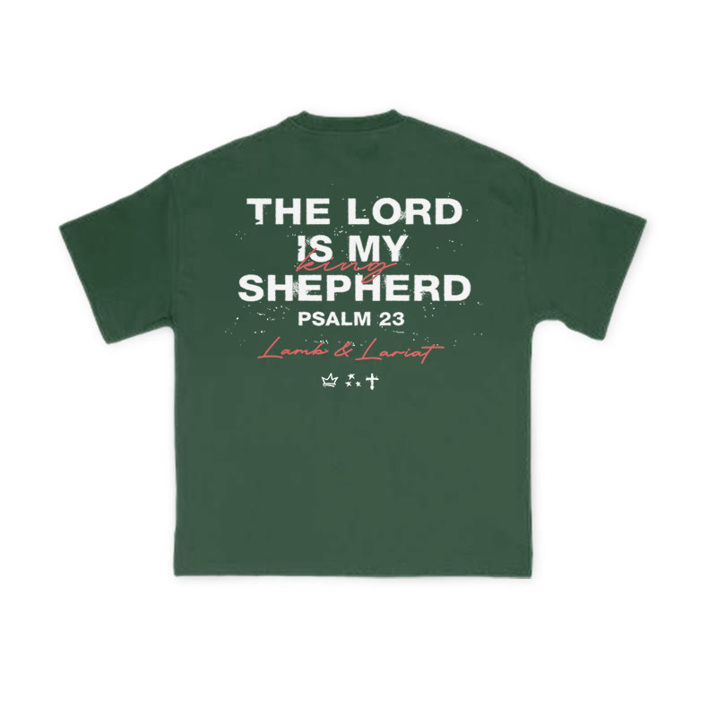 Unisex The Lord Is My Shepherd Psalm 23 Print T-shirt - Dark Green - US16-18(2XL) - image 9