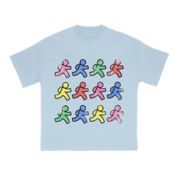 Fun Colorful Paper People Print T-shirt - Light Blue - US16-18(2XL) - image 11