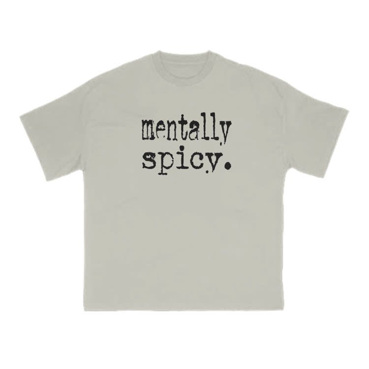 Mentally Spicy Print T-shirt - Warm Grey - US16-18(2XL) - image 5