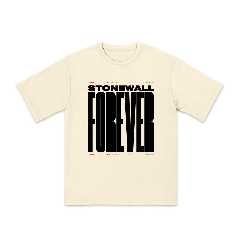Unisex 100% Cotton Stonewall Forever Print Pride Month T-shirt - Apricot - US20-22(3XL) - image 4