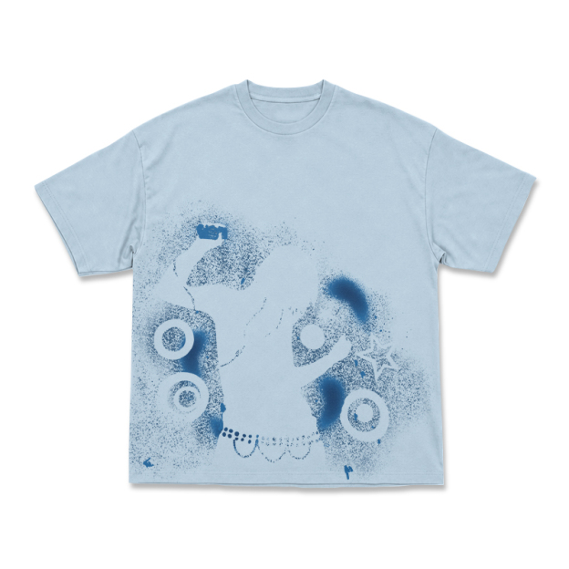 Streetwear Spray Art Portrait Art Graphic Print T-shirt - Light Blue - US16-18(2XL) - image 7