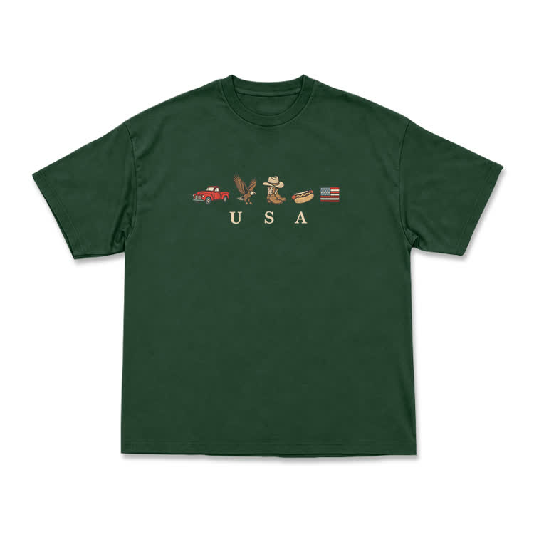 Americana Graphic USA T-Shirt - Green - US16-18(2XL) - image 9