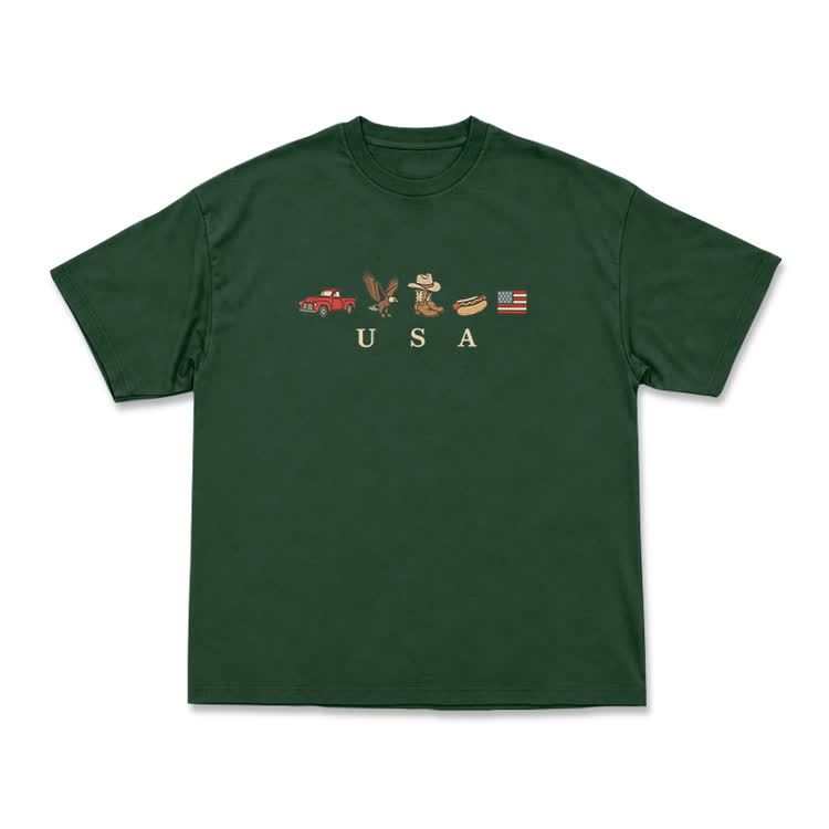 Americana Graphic USA T-Shirt - Green - US16-18(2XL) - image 9