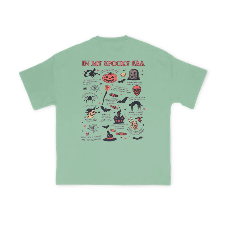 Unisex 100% Cotton In My Spooky Era Halloween Print T-shirt - Green - US16-18(2XL) - image 8