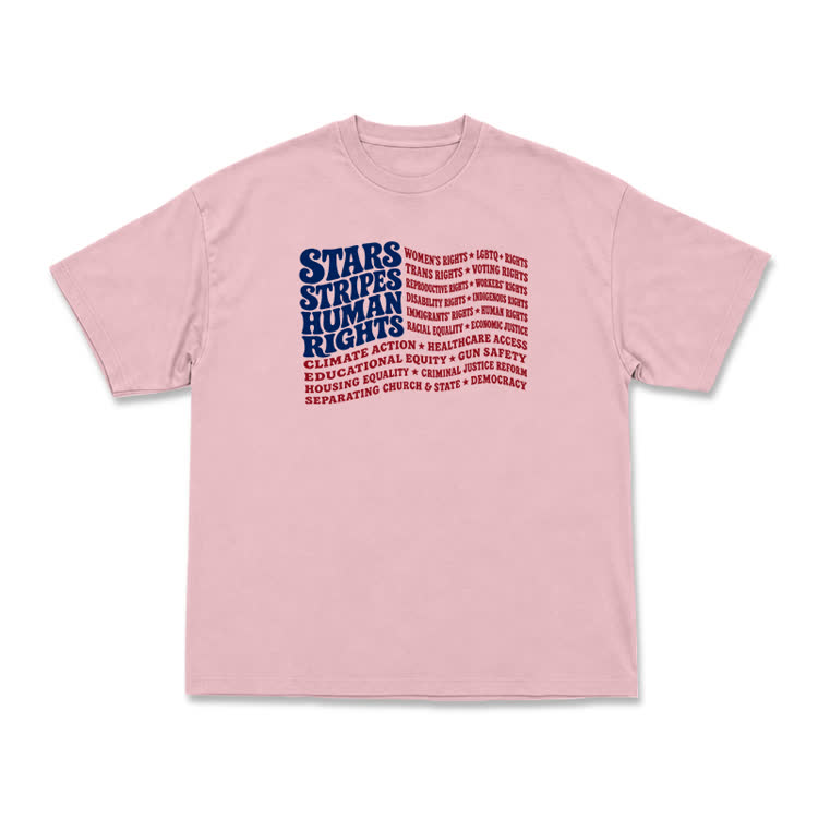 Statement Stars Stripes Human Rights Graphic T-Shirt - Pink - US16-18(2XL) - image 14