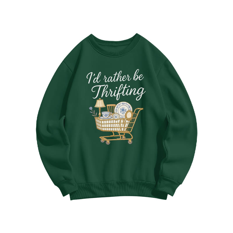 I'd Rather Be Thrifting Print Sweatshirt - Dark Green - US16-18(2XL) - image 6