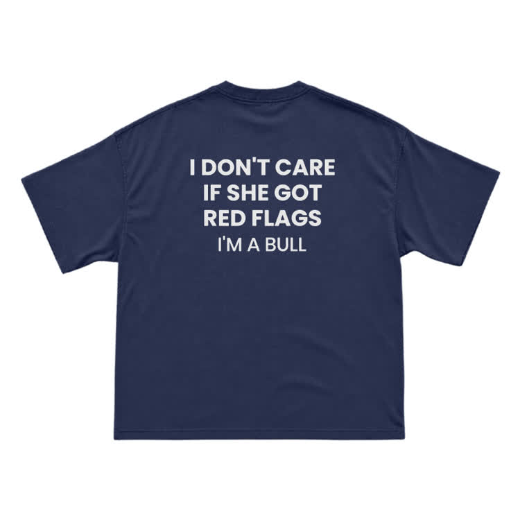 I Don't Careif She Gotred Flags'm Abull Graphic Print T-Shirt - Navy Blue - US16-18(2XL) - image 11