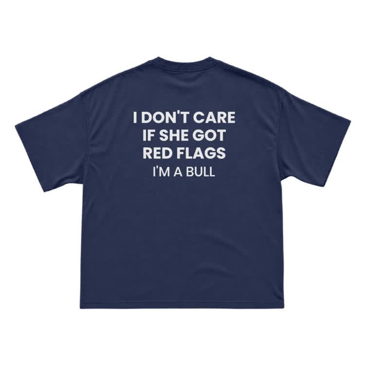 I Don't Careif She Gotred Flags'm Abull Graphic Print T-Shirt - Navy Blue - US16-18(2XL) - image 11