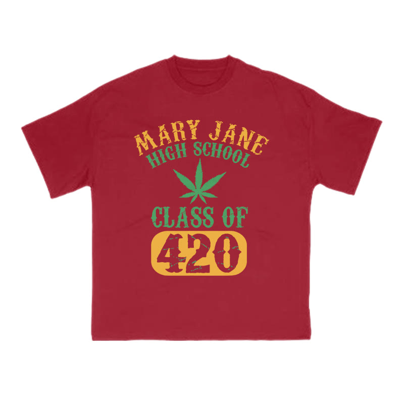 Mary Jane High School Class Of 420 Print T-shirt - Red - US16-18(2XL) - image 12