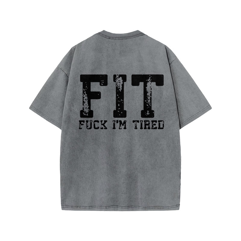 100% Cotton FIT Gym Print Acid Washed T-shirt - Grey - US20-22(3XL) - image 4