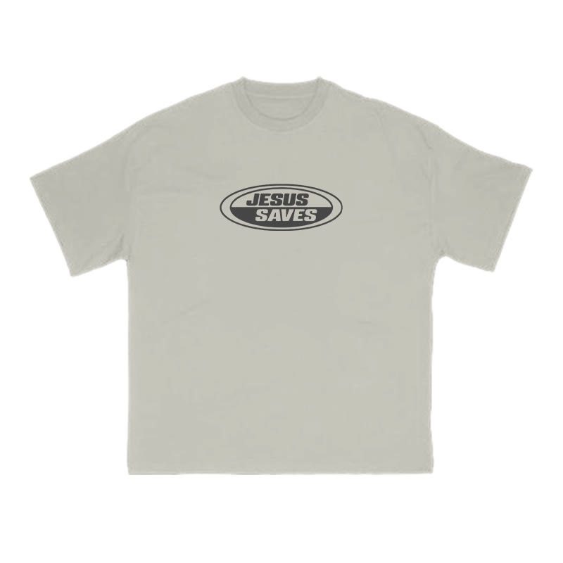 Jesus Saves Vintage Print T-shirt - Warm Grey - US16-18(2XL) - image 4