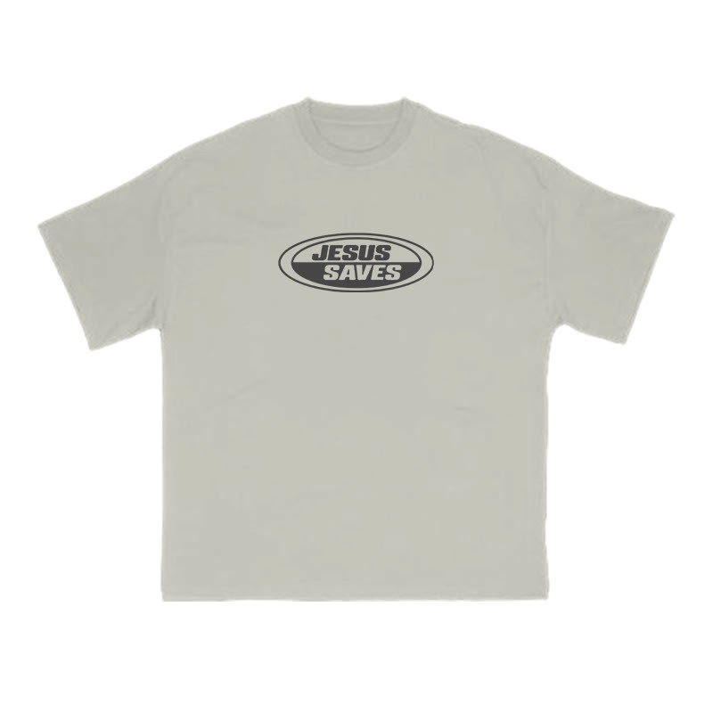 Jesus Saves Vintage Print T-shirt - Warm Grey - US16-18(2XL) - image 4
