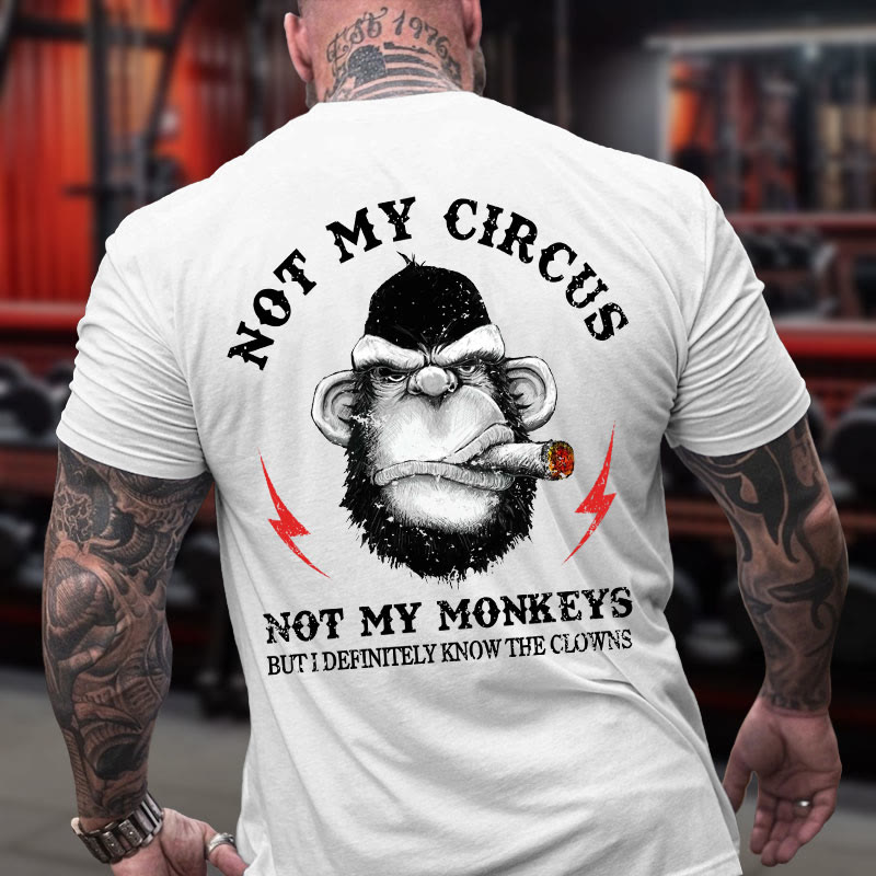 Gym 100% Cotton Not My Circus Not My Monkeys Print T-shirt - White - US16-18(2XL) - image 4