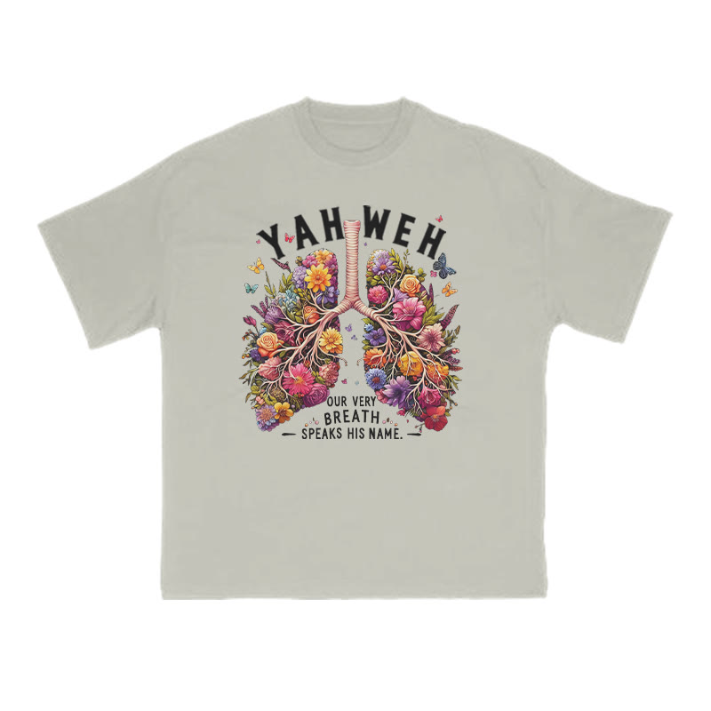 Yahweh Our Very Breath Speaks His Name Print T-shirt - Warm Grey - US16-18(2XL) - image 4