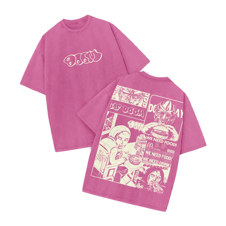 Urban Vintage Streetwear Comic Panel Acid Washed T-Shirt - Pink - US20-22(3XL) - image 6