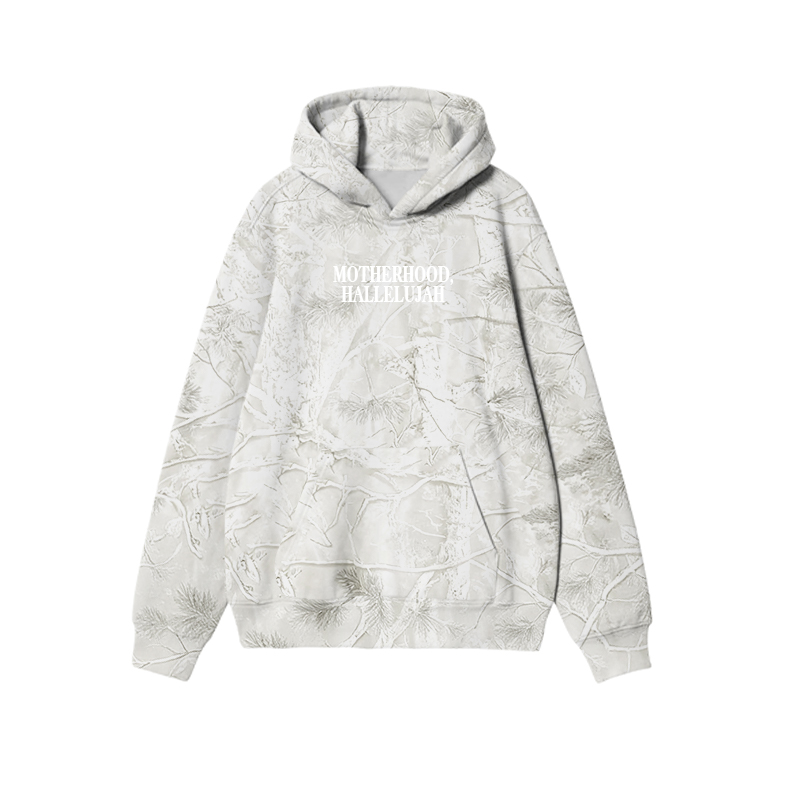 Vintage Camo MOTHERHOOD HALLELUJAH Graphic Print Causal Hoodie - Light Grey Leaf Camo - US32-34(5XL) - image 5
