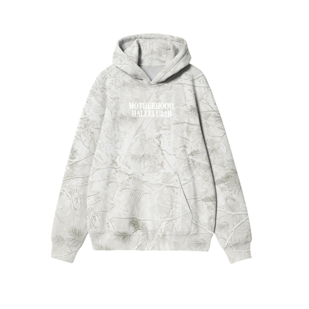 Vintage Camo MOTHERHOOD HALLELUJAH Graphic Print Causal Hoodie - Light Grey Leaf Camo - US32-34(5XL) - image 5