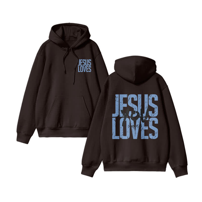Unisex 100% Cotton Jesus Loves You Print Hoodie - Coffee - US16-18(2XL) - image 6