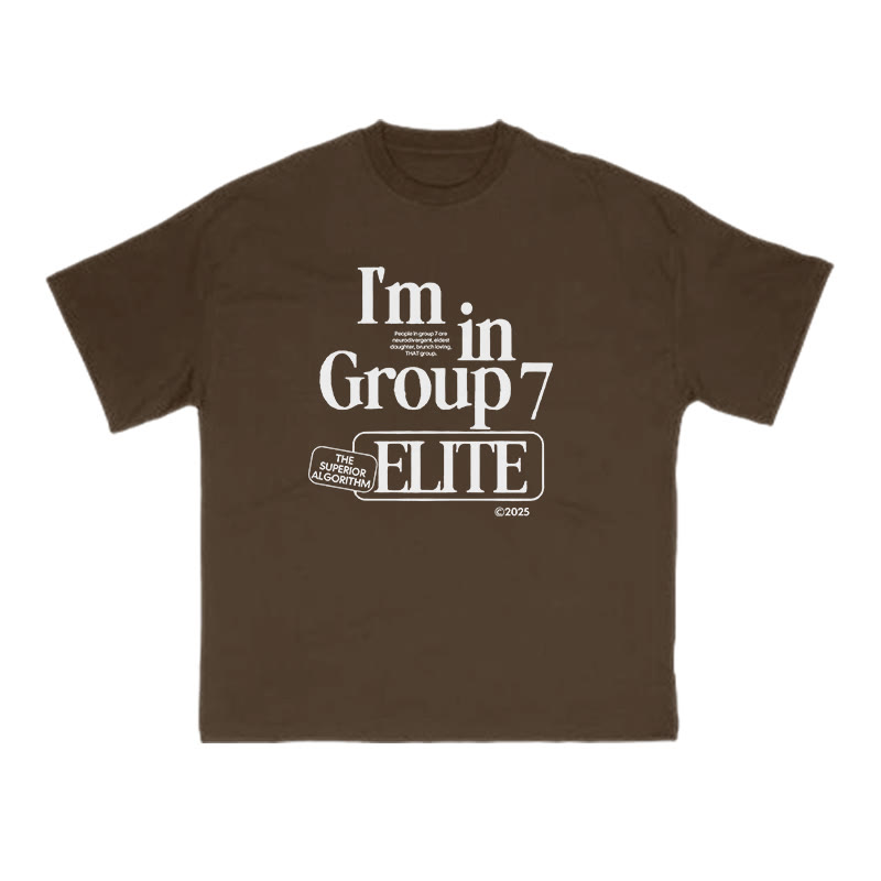 Unisex  I'm In Group 7 Elite Print T-shirt - Coffee - US16-18(2XL) - image 6