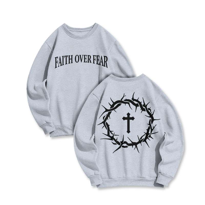 Streetwear Faith Over Fear Round Neck Sweatshirt - Grey - US16-18(2XL) - image 4