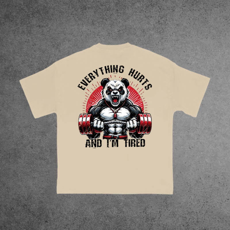 Gym 100% Cotton Everything Hurts And I'm Tired Print T-shirt - Apricot - US16-18(2XL) - image 3