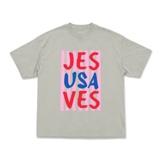 Art Inspired Stripe JESUSAVES Graphic T-Shirt - Warm Grey - US16-18(2XL) - image 14
