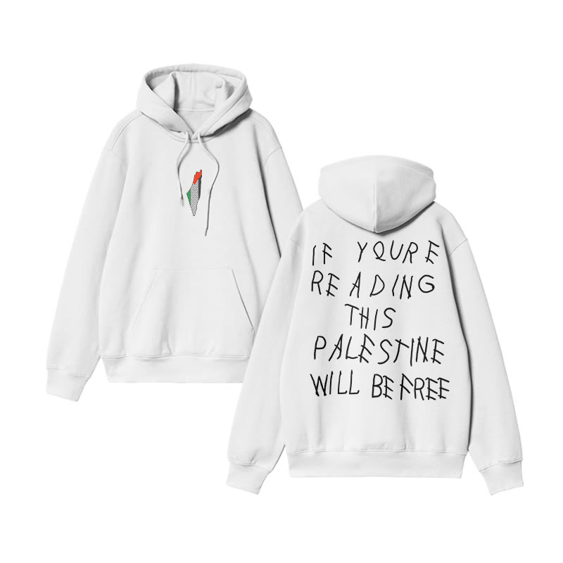 Unisex If You're Reading Will Be Free Print Hoodie - White - US16-18(2XL) - image 3
