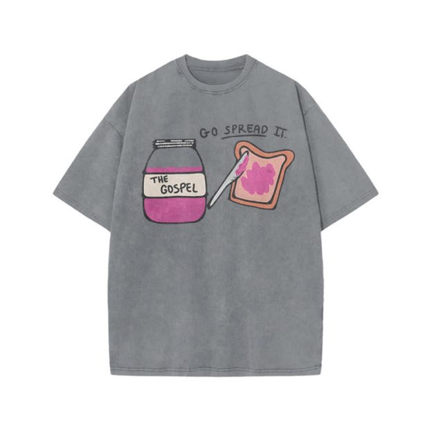 The Gospel Jam Go Spread It Print Acid Washed T-shirt - Grey - US20-22(3XL) - image 7