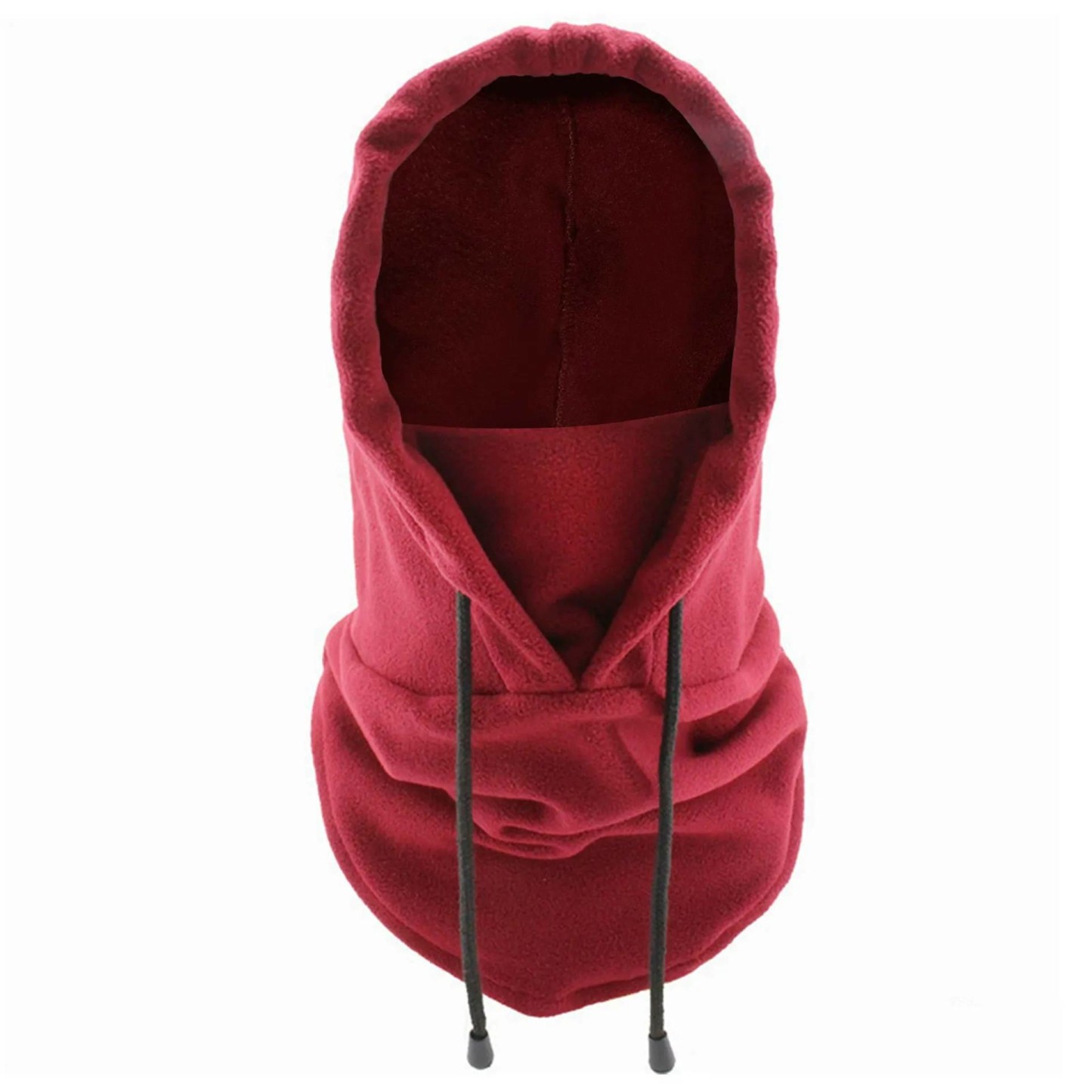 Derong Thermal Drawstring Windproof Balaclava Hood - Wine - one size - image 10