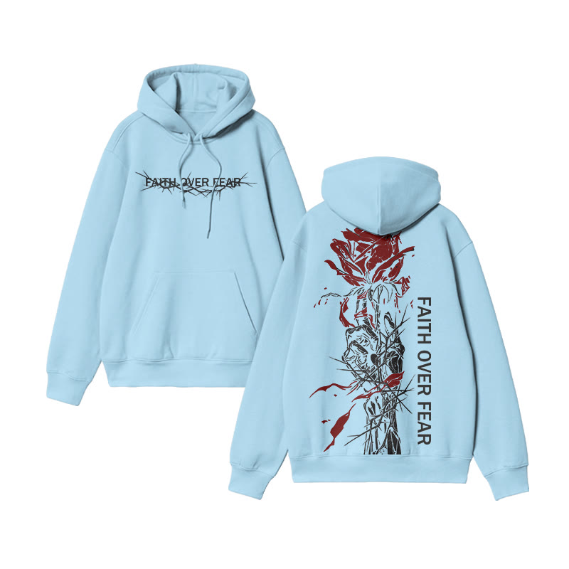 Faith Over Fear Print Hoodie - Blue - US16-18(2XL) - image 6