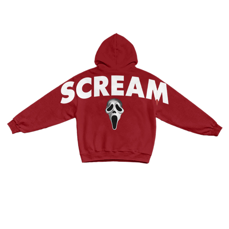 Gothic SCREAM Letter Print Long Sleeve Hoodie - Red - US16-18(2XL) - image 6
