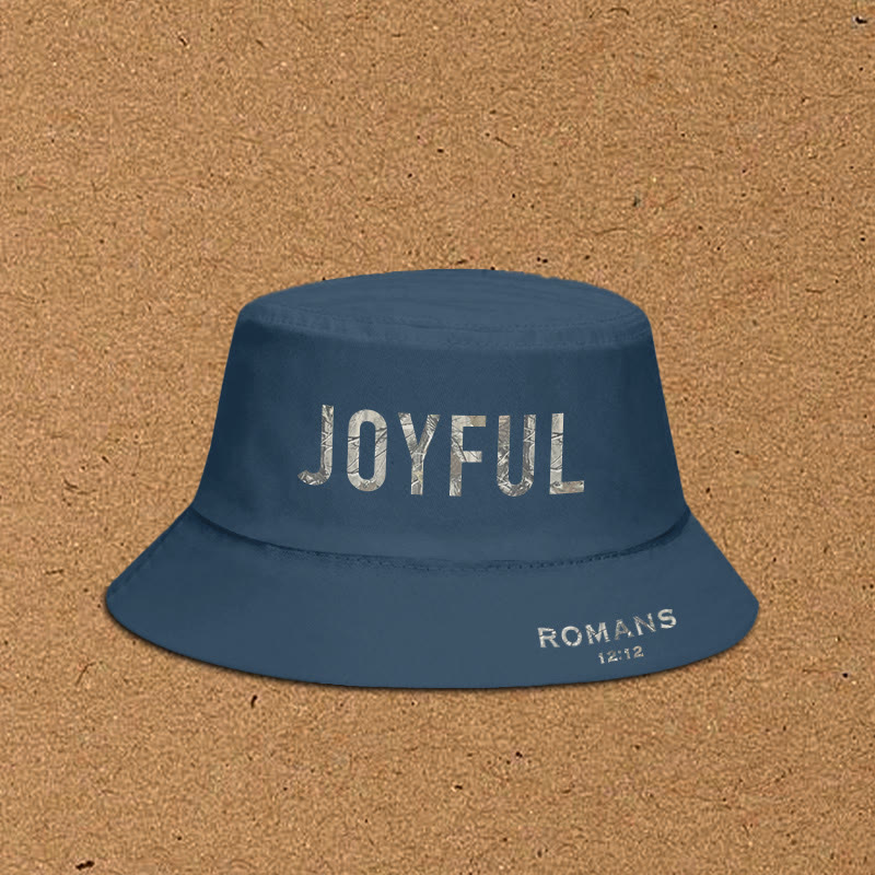Dead Leaves Camouflage Joyful Romans 12:12 Print Bucket Hat - Blue - XL(62cm) - image 4