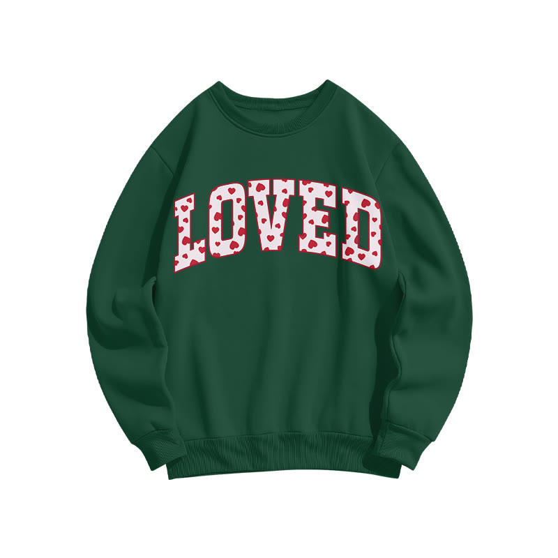 Heart Patterns Loved Valentine's Day Print Sweatshirt - Dark Green - US16-18(2XL) - image 7