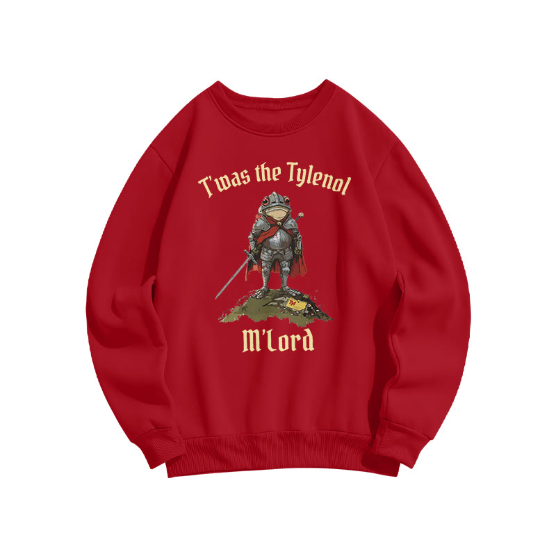 Unisex T'was The Tylenol M'lord Armored Frog Print Sweatshirt - Red - US16-18(2XL) - image 7