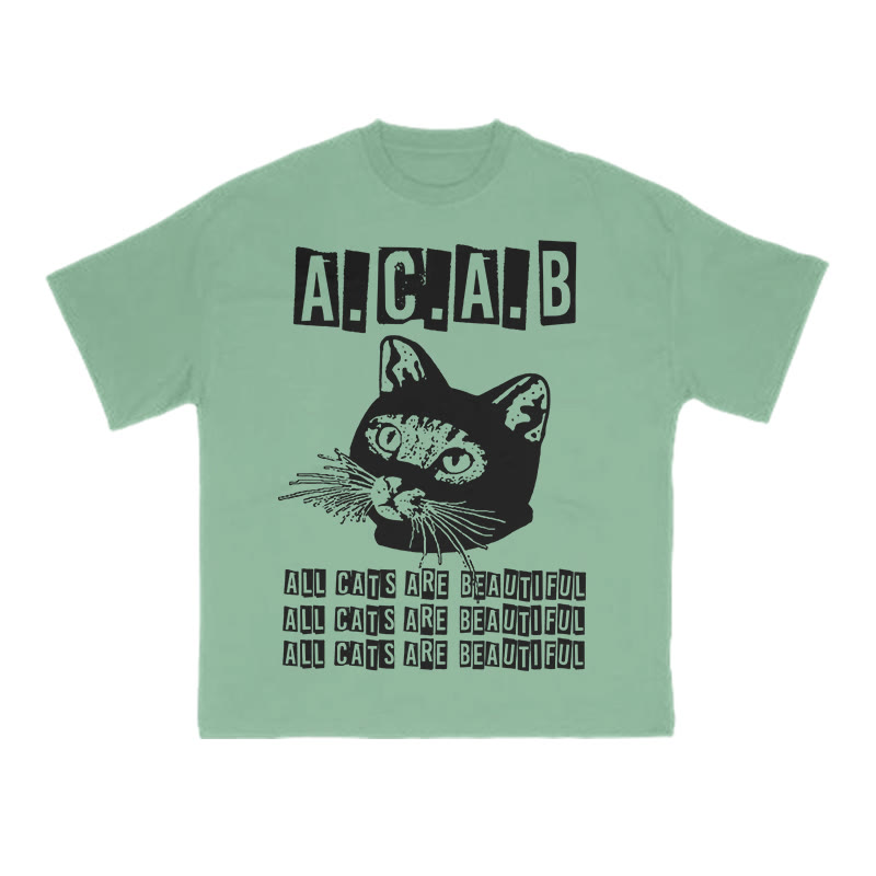 Unisex 100% Cotton All Cats Are Beautiful Print T-shirt - Green - US16-18(2XL) - image 9