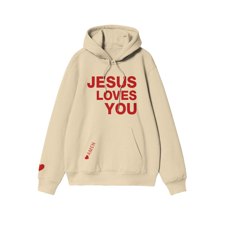 Love Like Jesus Heart Amen Valentine's Day Print Hoodie - Apricot - US16-18(2XL) - image 5