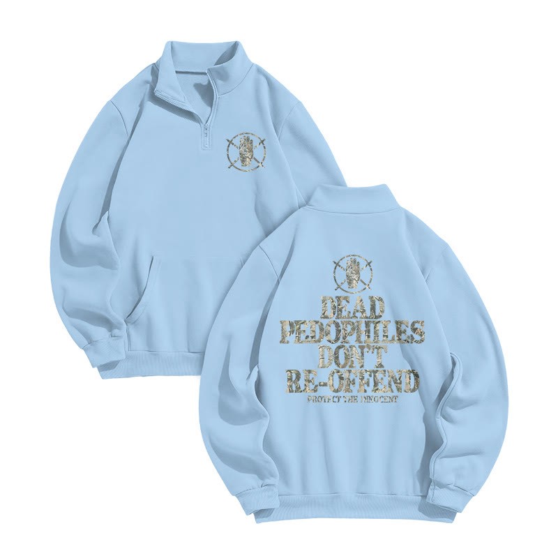 Dead Pedophiles Don't Re-offend Protect The Innocent Dead Leaves Camouflage Print Zip Sweatshirt - Light Blue - US16-18(2XL) - image 5