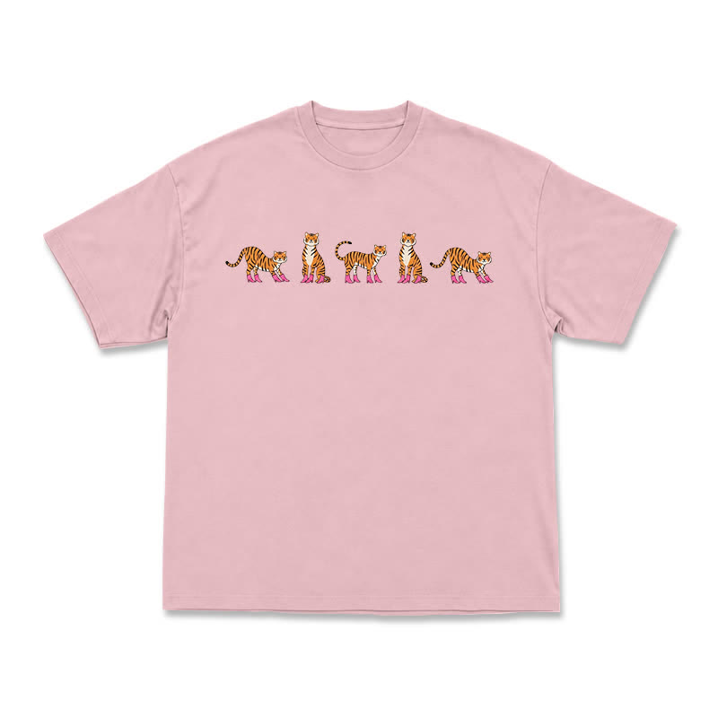 Lavender Mini Tiger Print Relaxed Fit Short Sleeve T-Shirt - Pink - US16-18(2XL) - image 5