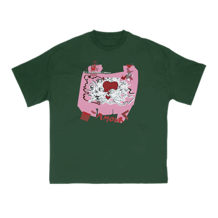 Casual Amour Graphic Crew Neck Short Sleeve T Shirt - Green - US16-18(2XL) - image 3