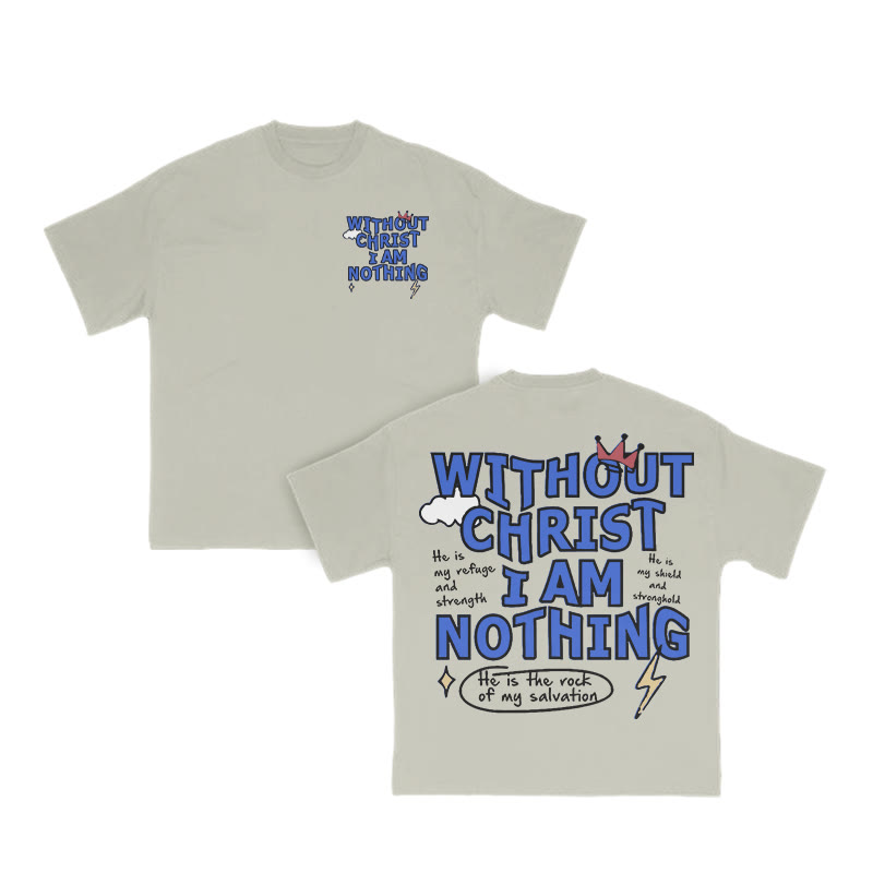 Unisex Without Christ I Am Nothing Print T-shirt - Warm Grey - US16-18(2XL) - image 5