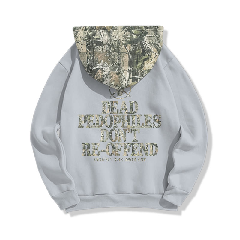Dead Pedophiles Don't Re-offend Protect The Innocent Dead Leaves Camouflage Print Causal Hoodie - Grey - US44-46(8XL) - image 3