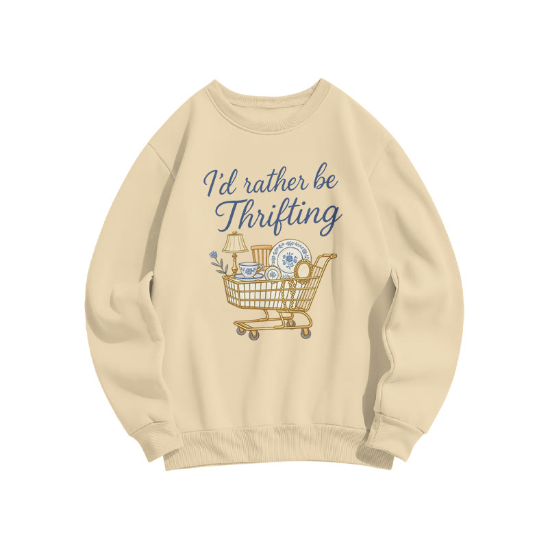 I'd Rather Be Thrifting Print Sweatshirt - Apricot - US16-18(2XL) - image 4