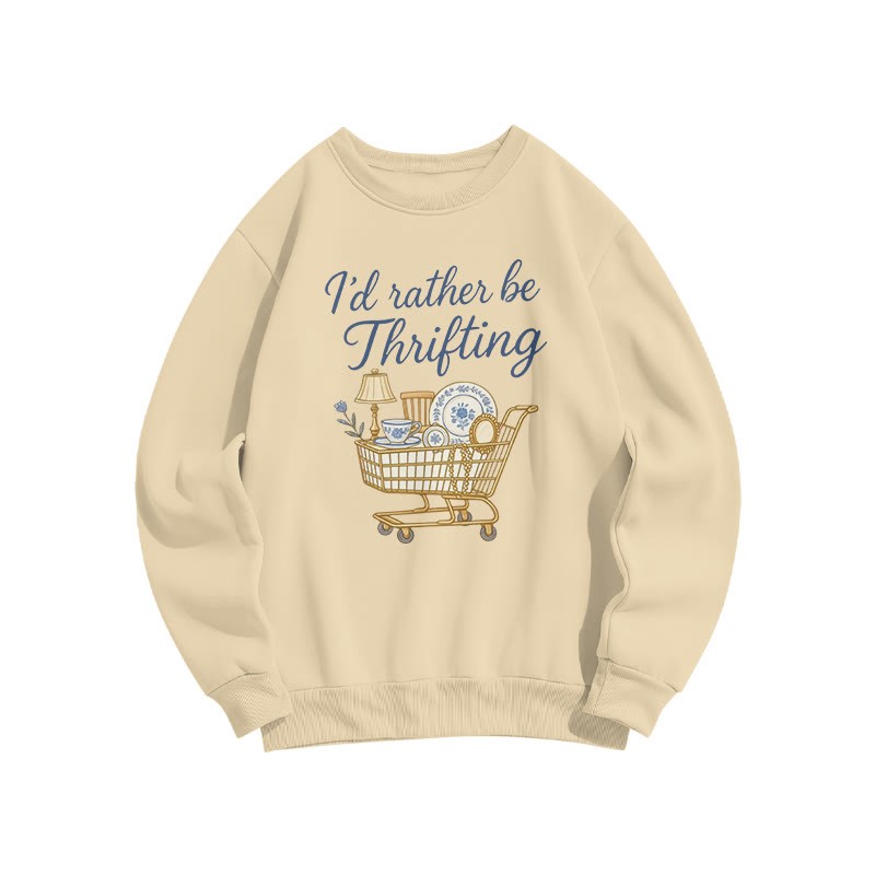 I'd Rather Be Thrifting Print Sweatshirt - Apricot - US16-18(2XL) - image 4