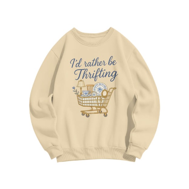 I'd Rather Be Thrifting Print Sweatshirt - Apricot - US16-18(2XL) - image 4