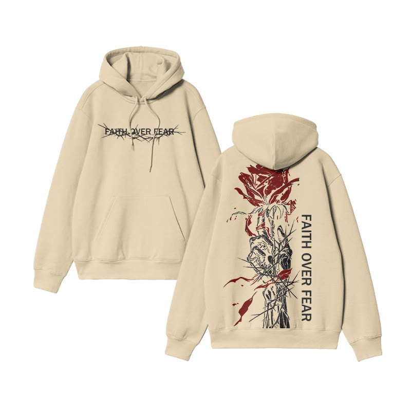 Faith Over Fear Print Hoodie - Apricot - US16-18(2XL) - image 4