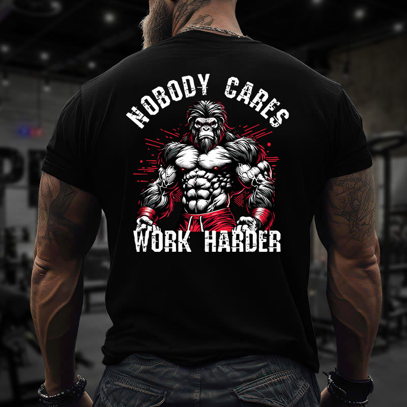 Gym 100% Cotton Nobody Cares Work Harder Print T-shirt - image 4