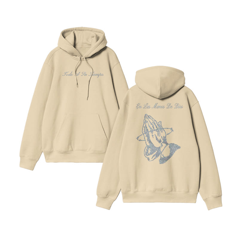 En Las Manos De Dios Print Causal Hoodie - Apricot - US16-18(2XL) - image 5