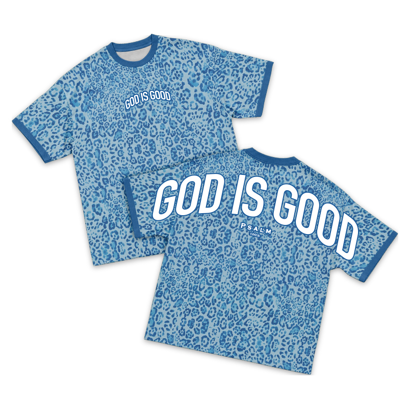 Vintage Inspired God Is Good Leopard Print T-Shirt - Blue - 3XL - image 3