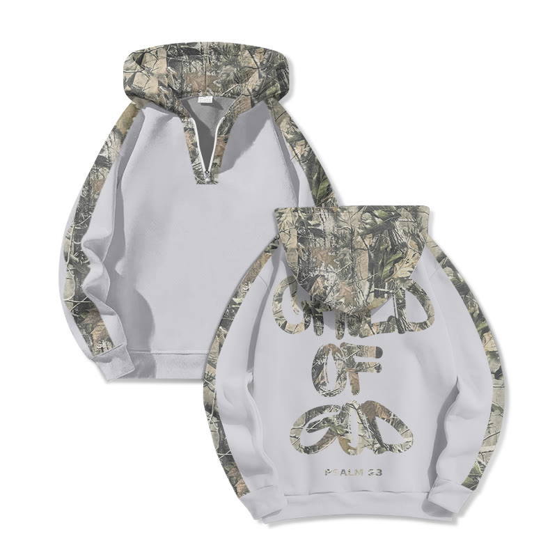 Child Of God Dead Leaves Camouflage Print Half Zip Hoodie - Grey - US32-34(5XL) - image 3